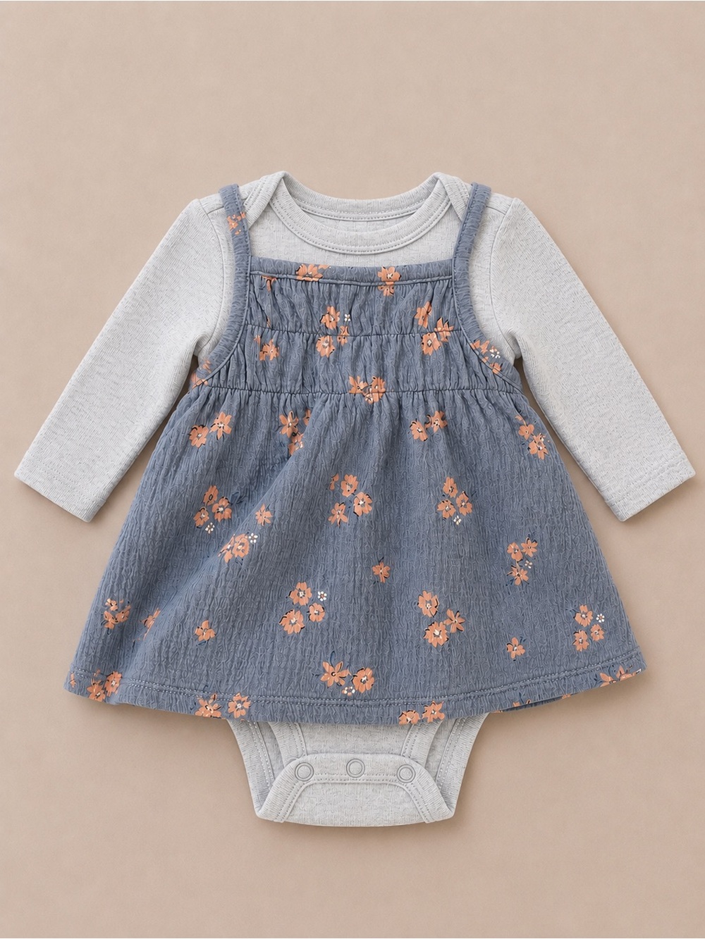 Carter’s - 2 Pieces - Floral Dress W/ Onesie (Cotton & Poly) - NB